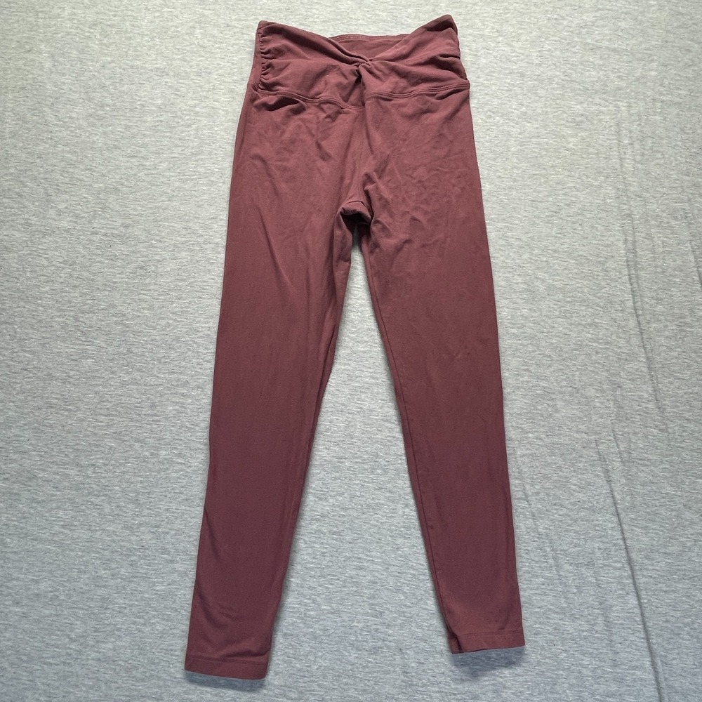Victoria's Secret PINK Ankle Leggings Womens Medium Burgundy Ruched Tapered Leg